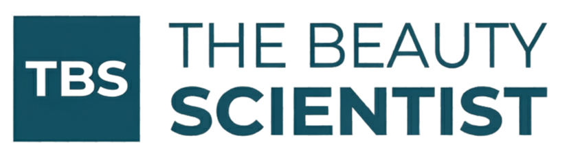 The logo for TBS The Beauty Scientist on a black background.