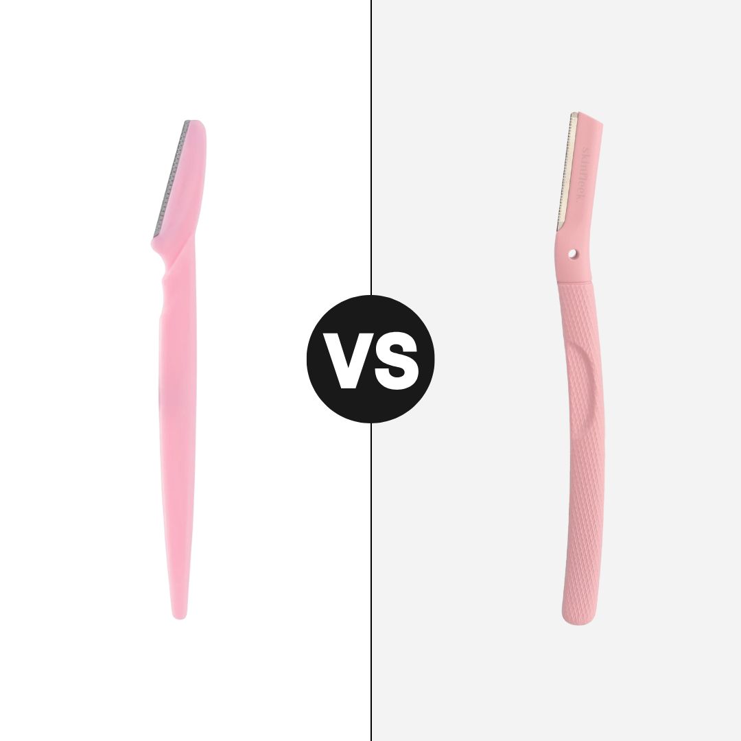 Two pink razors compared side by side with 'VS' in the center.