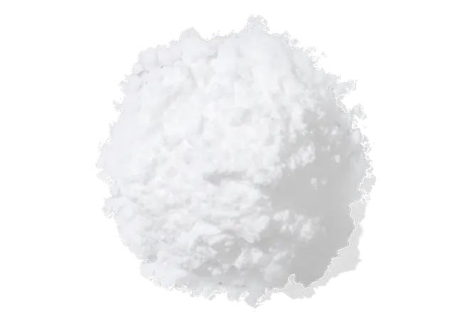 A pile of white, fluffy powder on a plain background.
