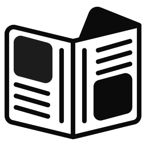 Icon of an open brochure with yellow and green sections.