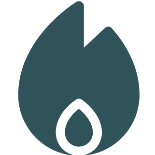 Simple blue flame icon on a white background.