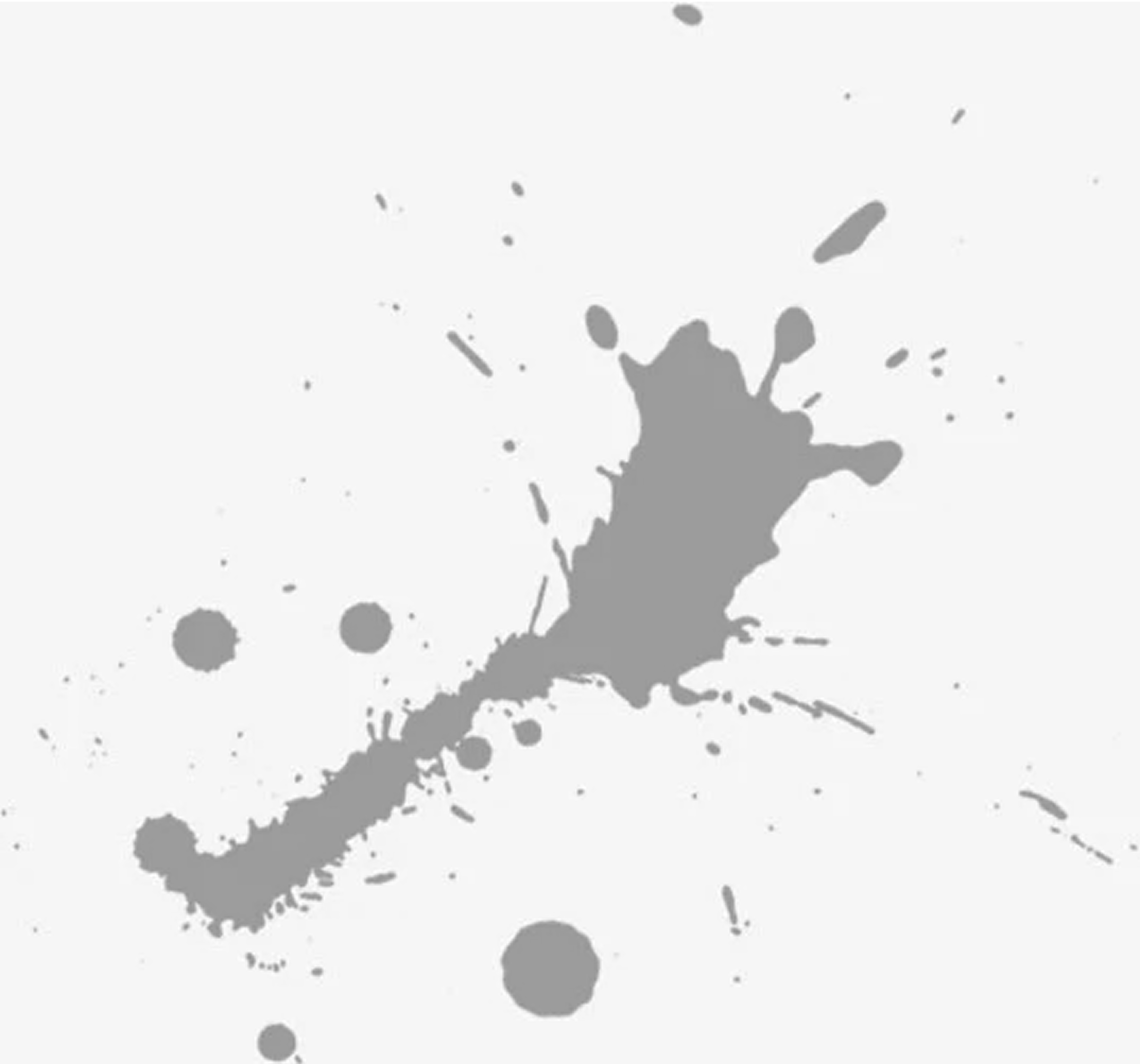 Gray paint splatter on a white background.