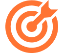An orange target with an arrow in the bullseye.