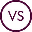 The letters VS inside a dark purple circle.