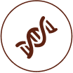 A brown icon of a DNA double helix strand inside a circle.
