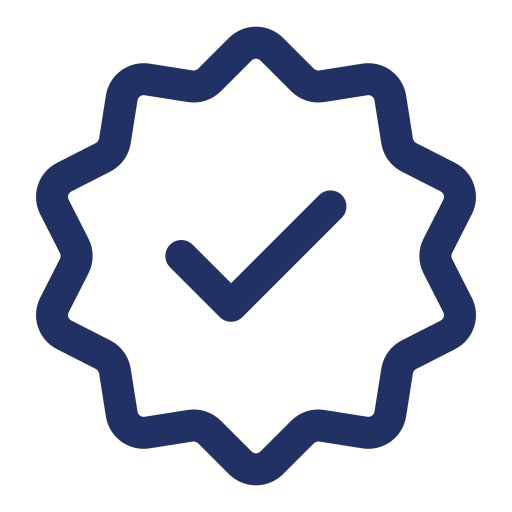 Blue checkmark inside a star-shaped outline.