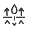 Icon of a water droplet with arrows pointing up and down.