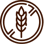 Brown wheat symbol inside a crossed circle on a transparent background.