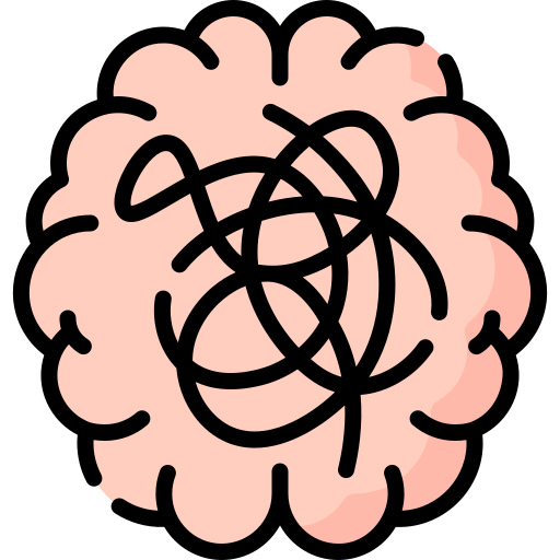 Abstract illustration of a brain with tangled lines inside.
