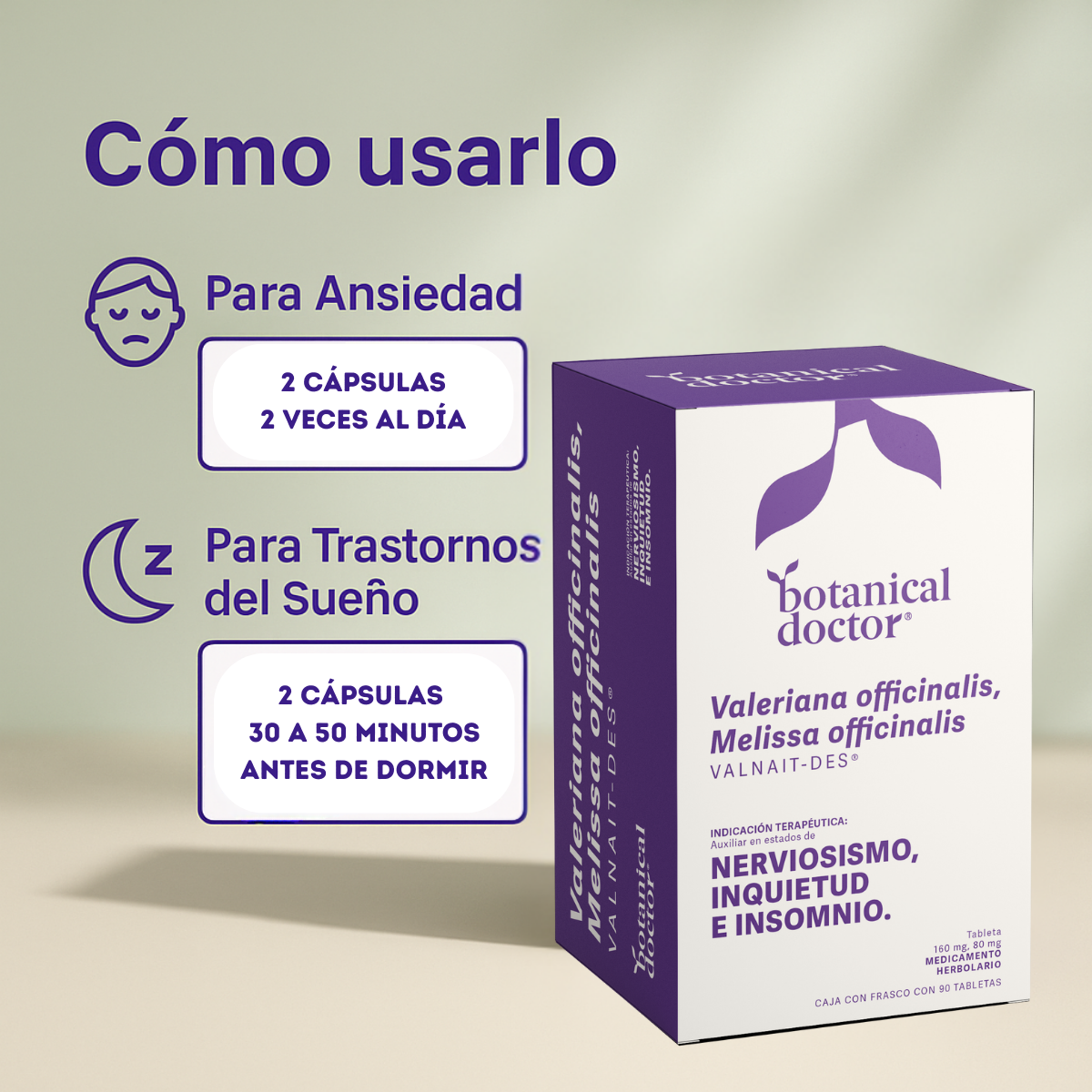 Instructions for using a herbal supplement for anxiety and sleep disorders.