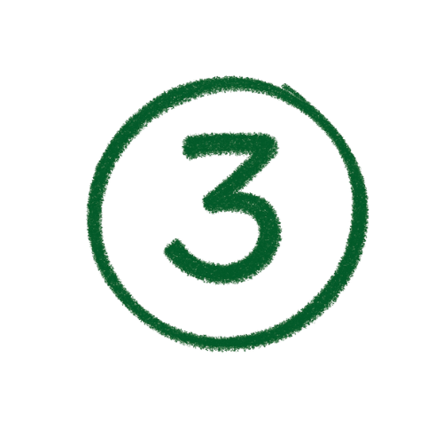 Green number three inside a circle on a transparent background.