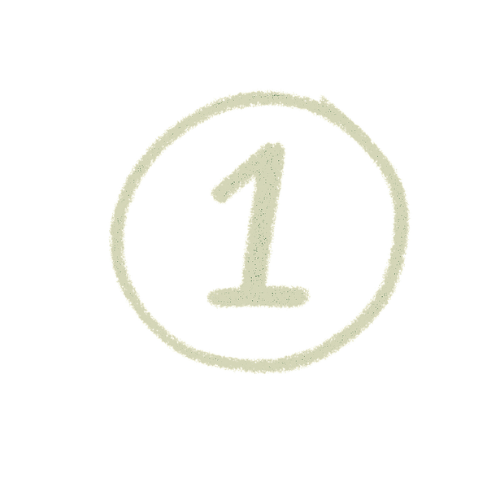 Hand-drawn number one inside a circle on a transparent background.