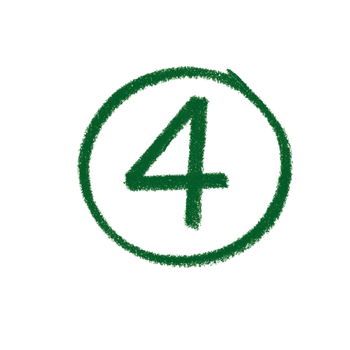 Green number four inside a circle on a transparent background.