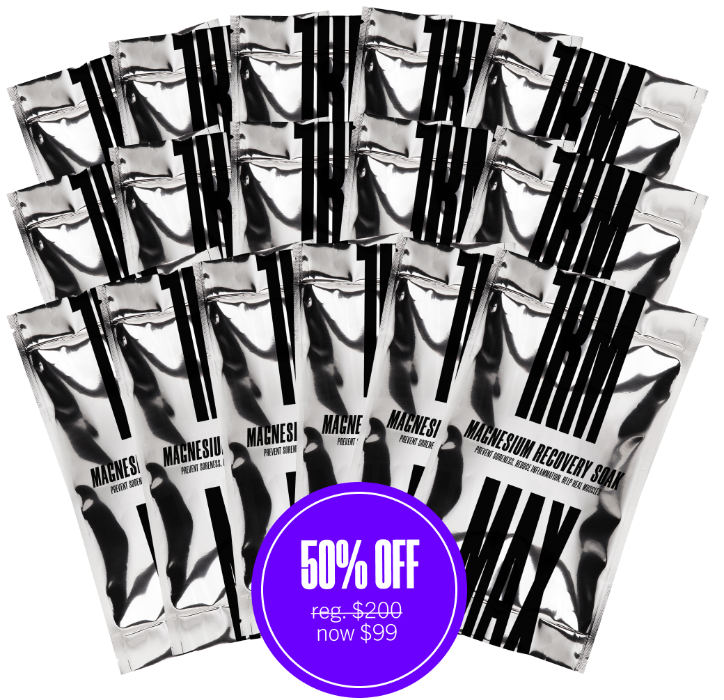 Silver packets with 'TRIM,' blue circle displaying 50% off sale.