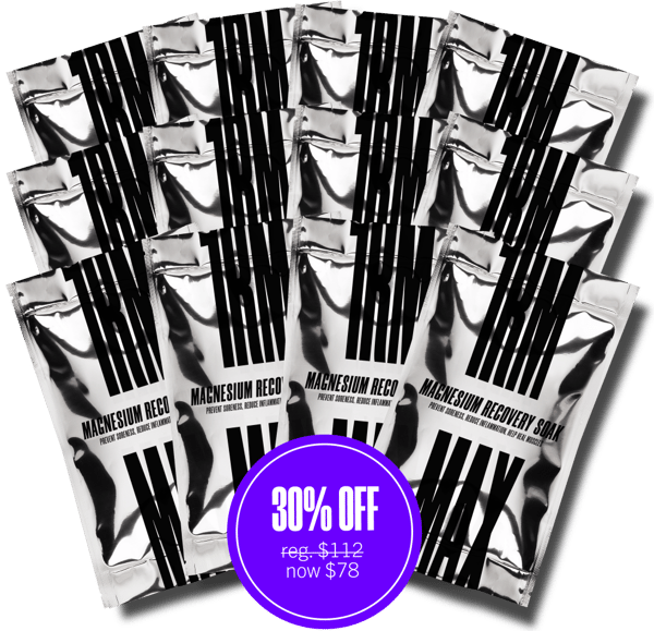 12 magnesium recovery soak packets, 30% off