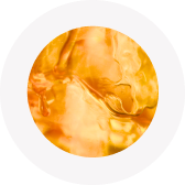 Abstract orange and yellow swirling pattern in a circular frame.