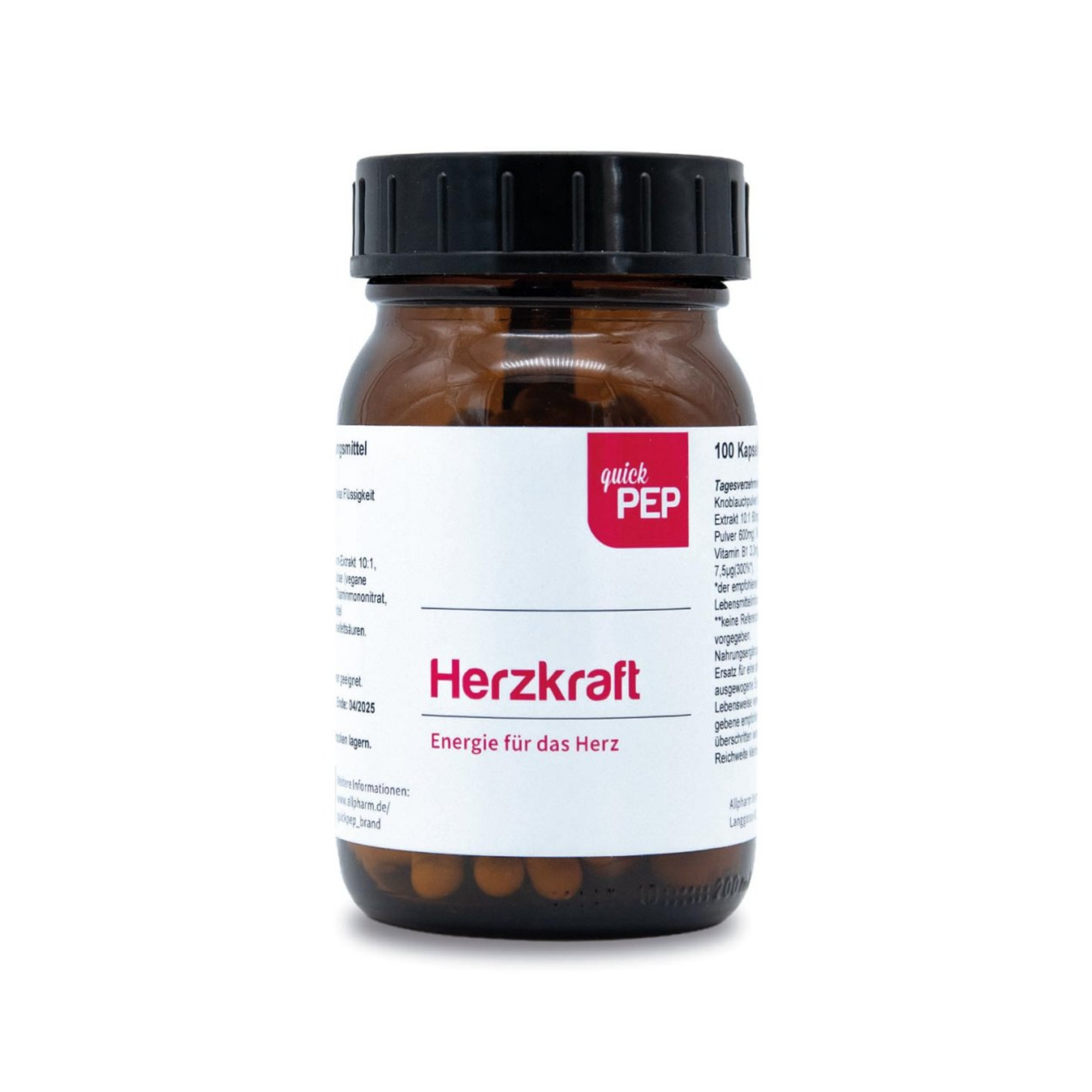 Brown bottle labeled 'Herzkraft' with a black cap.