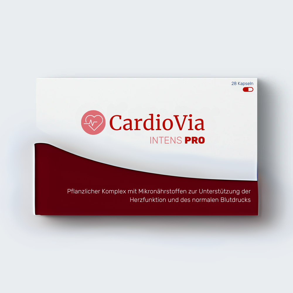 CardioVia Intens Pro box with German text and heart logo.