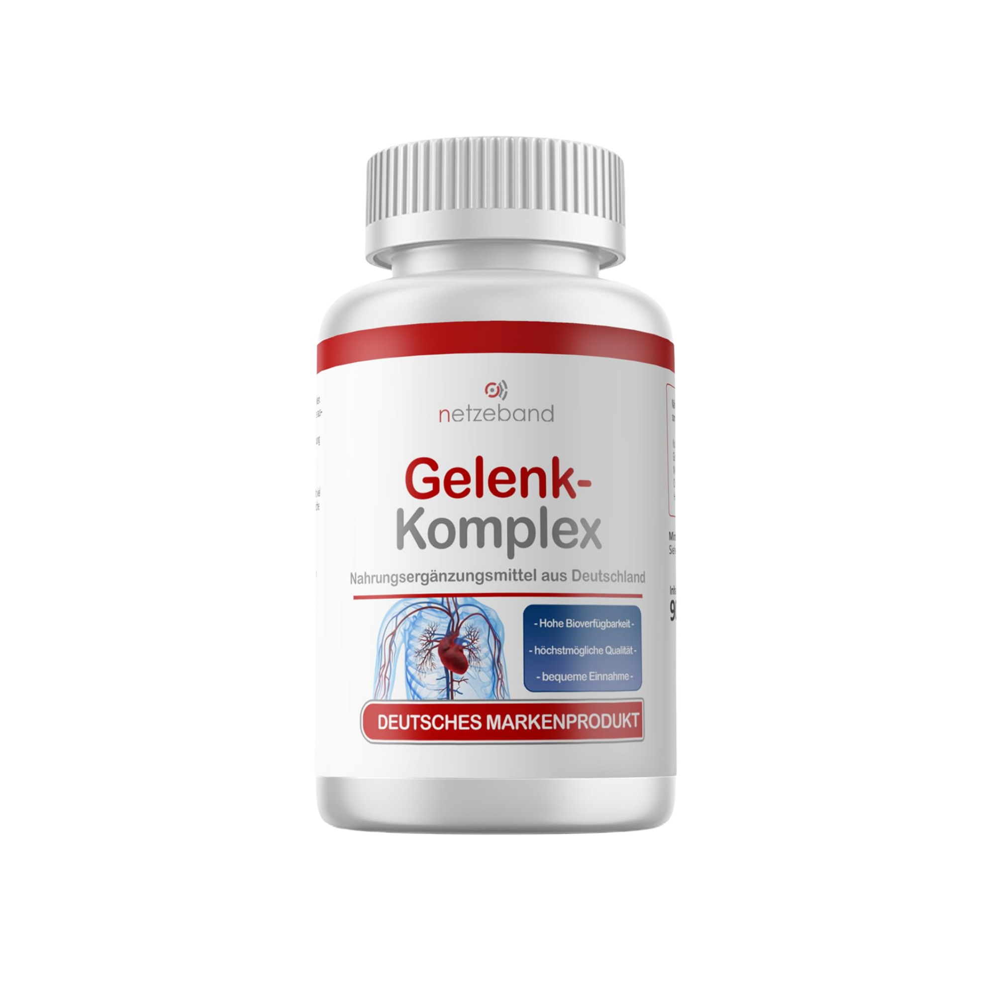 White bottle labeled 'Gelenk-Komplex' with red and blue design.