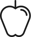 Black outline of a simple apple on a white background.