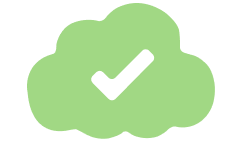 Green cloud with a white check mark symbol.