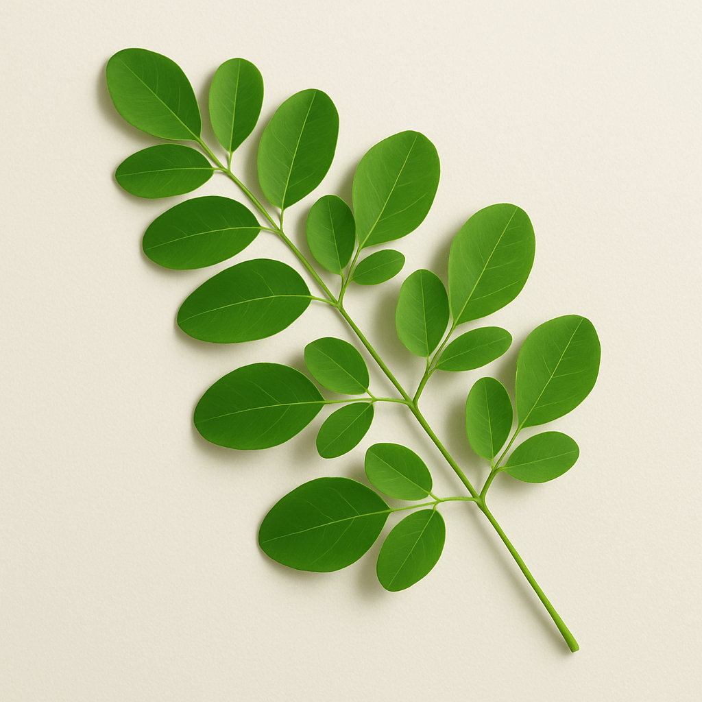 A green leafy branch on a light background.