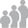 A placeholder icon of three grey human silhouettes of different heights against a black background.