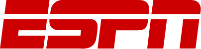 The ESPN logo in red, stylized letters on a black background.