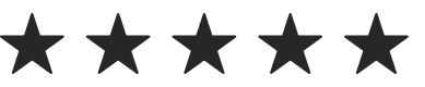 A row of five solid dark grey stars on a white background, representing a five-star rating.