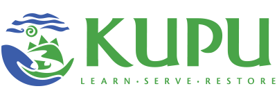 Kupu logo with the slogan 'Learn. Serve. Restore.' in green and blue.