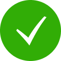 A white checkmark icon inside a green circle.