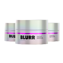 Three jars of a cosmetic product called Blurr Instant Wrinkle Remover against a white background.