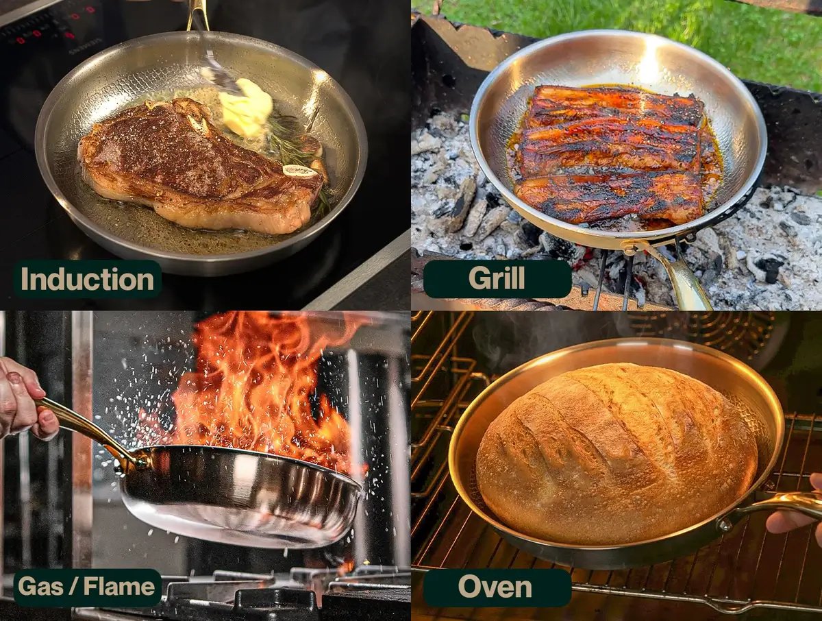 Titanium pan over an open flame