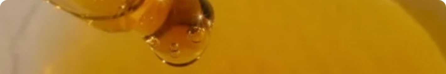 Close-up of amber-colored liquid with bubbles.