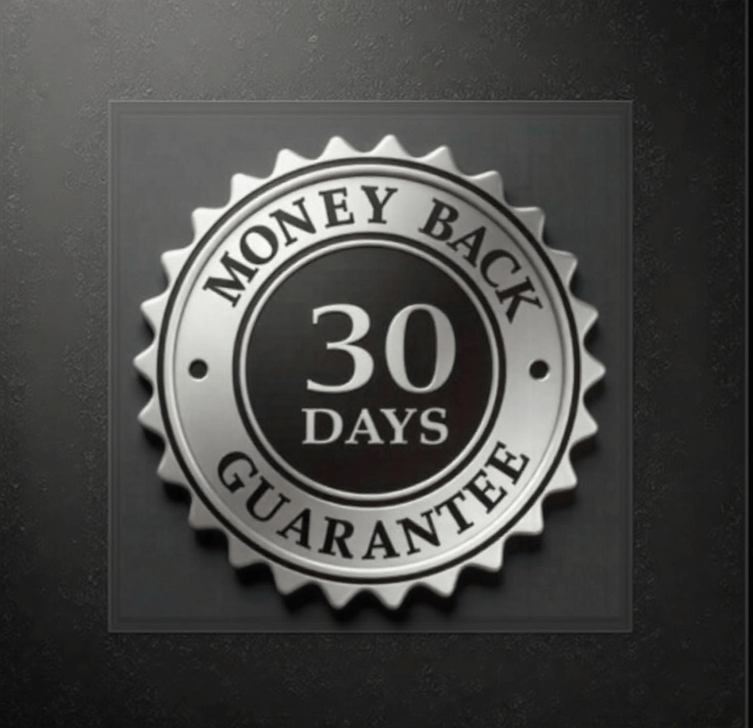 Money back guarantee for 30 days, ensuring customer satisfaction and confidence in the purchase.