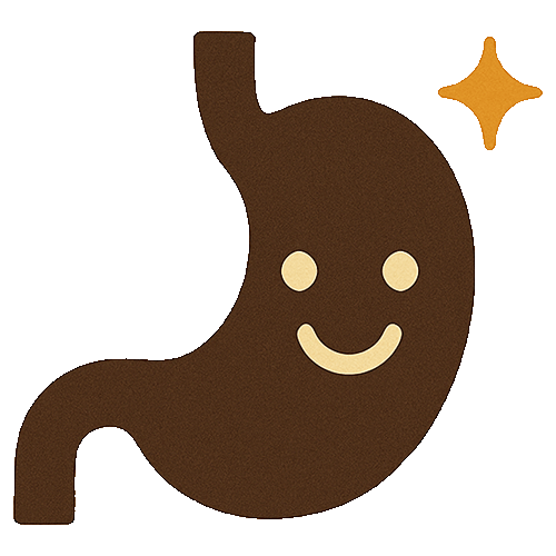 Illustration of a smiling stomach with a sparkle.