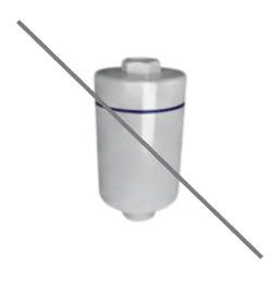 Placeholder image of a small white water filter with a grey line through it.