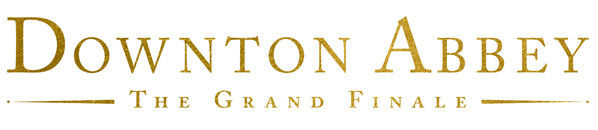 Gold text reading 'Downton Abbey: The Grand Finale' on a transparent background.