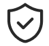 A line-drawing icon of a shield with a checkmark inside.