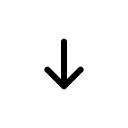 A simple black arrow icon pointing downwards on a white background.