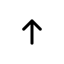 A simple black arrow icon pointing upwards on a plain white background.