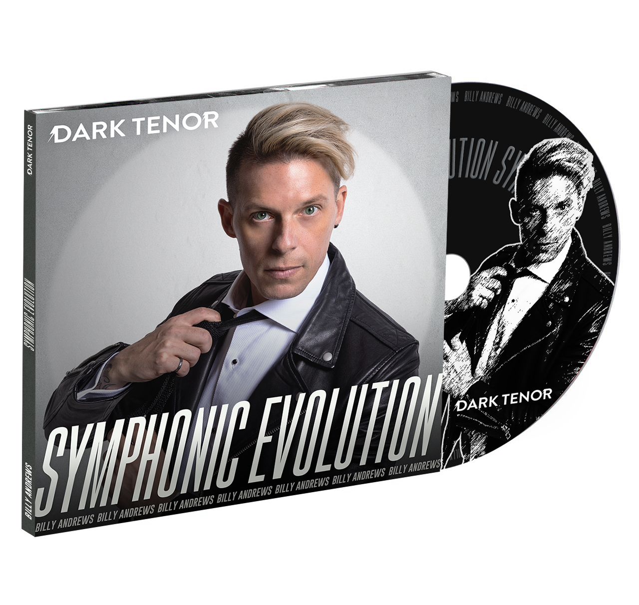 CD cover with a man in a leather jacket and the title 'Symphonic Evolution.'