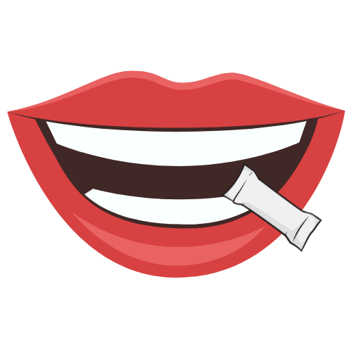 Illustration of a smiling mouth with a cigarette.