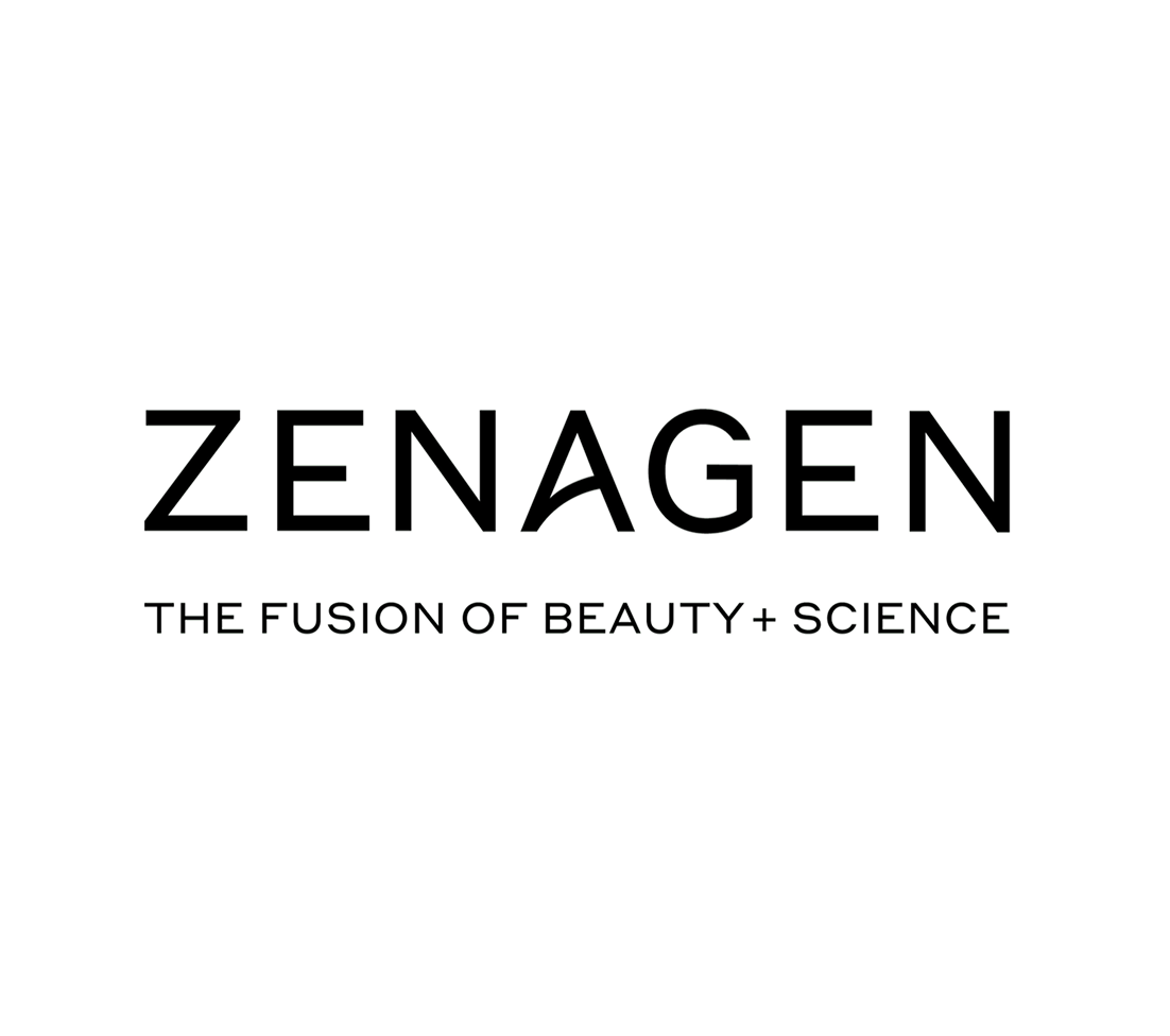 The Zenagen logo, with the tagline, 'The Fusion of Beauty + Science', on a white background.