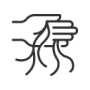 Line drawing of two hands shaking with strings attached.