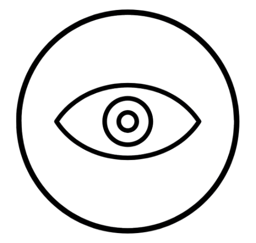 A simple eye icon within a circle.