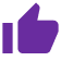 A purple thumbs-up icon on a white background.