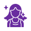 Purple icon of a person with sparkles around them.