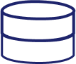 Simple blue and white database icon.