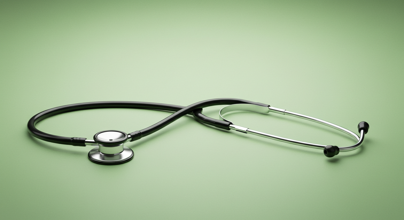 A stethoscope on a green background.